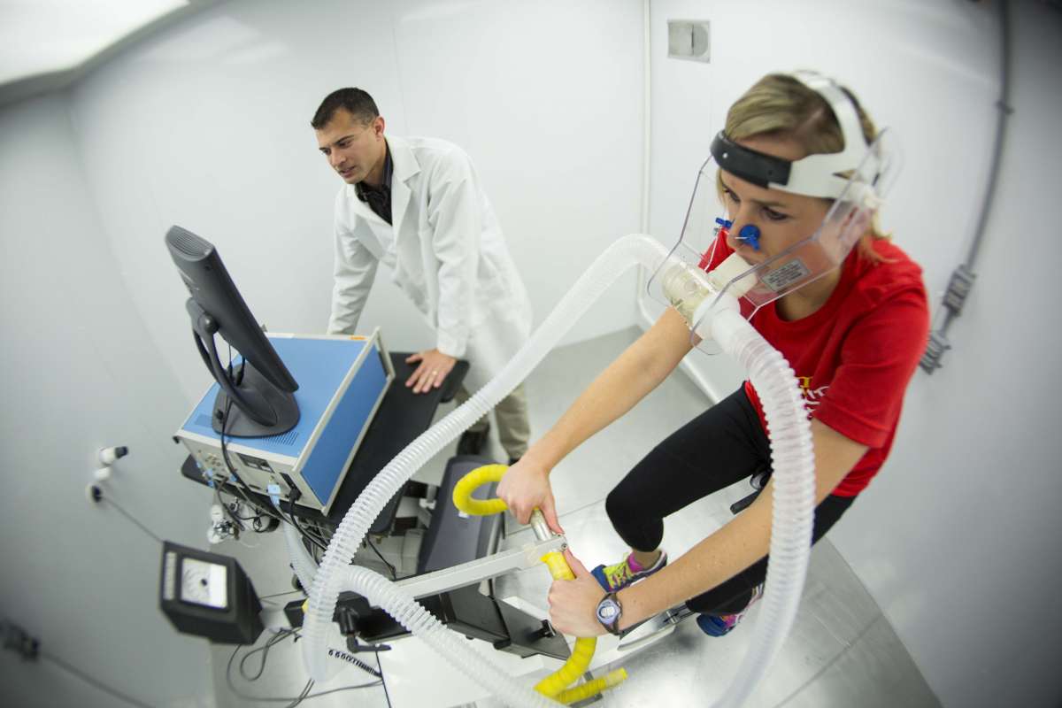 Student participating in exercise metabolism study