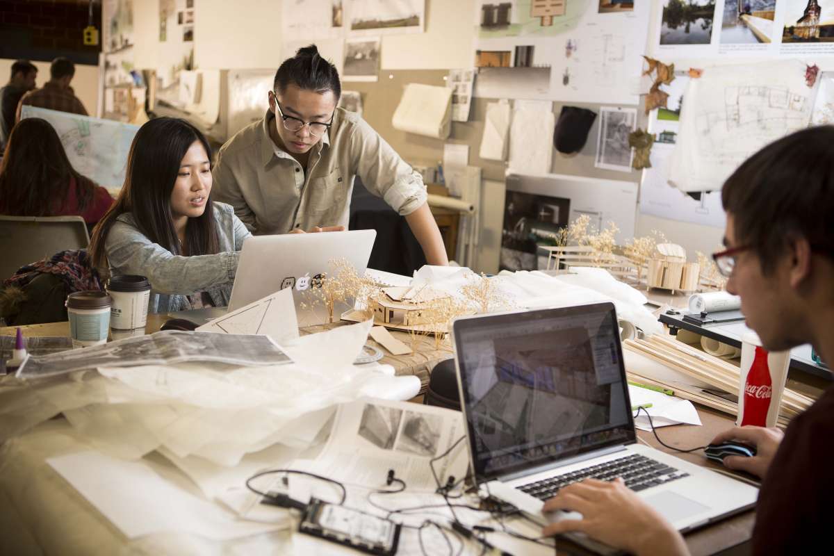 Students studying architecture